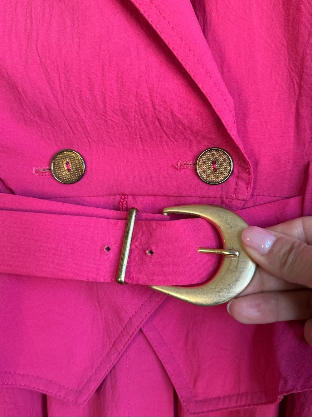 Vintage 80’s Hot Pink Wide-Leg Jumpsuit with Belt - Picture 8 of 11